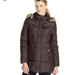 Black Anne Klein Sport Faux Fur Coat